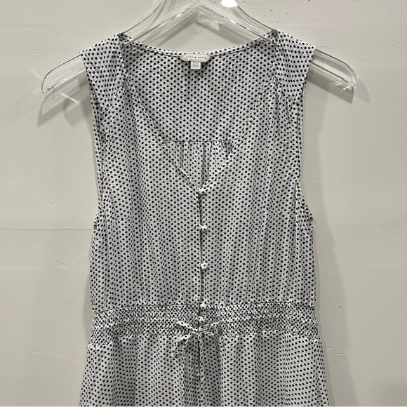 Lucky Brand Sleeveless Button Front Drawstring Long Midi Dress Polka Dot Medium - Picture 2 of 9